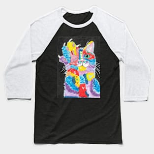 Colorful abstract cat art Baseball T-Shirt